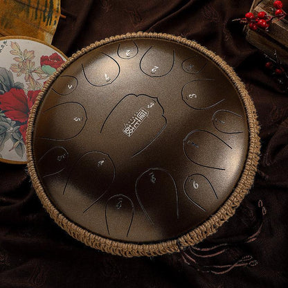 HLURU Huashu Upgrade Lotus Carbon Steel Tongue Drum 13 Inches 15 Notes C Key (D KEY Can Be Customized) - HLURU.SHOP