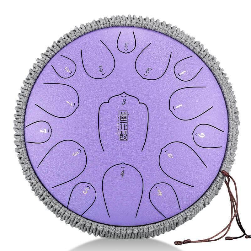 HLURU Huashu Upgrade Lotus Carbon Steel Tongue Drum 13 Inches 15 Notes C Key (D KEY Can Be Customized) - HLURU.SHOP