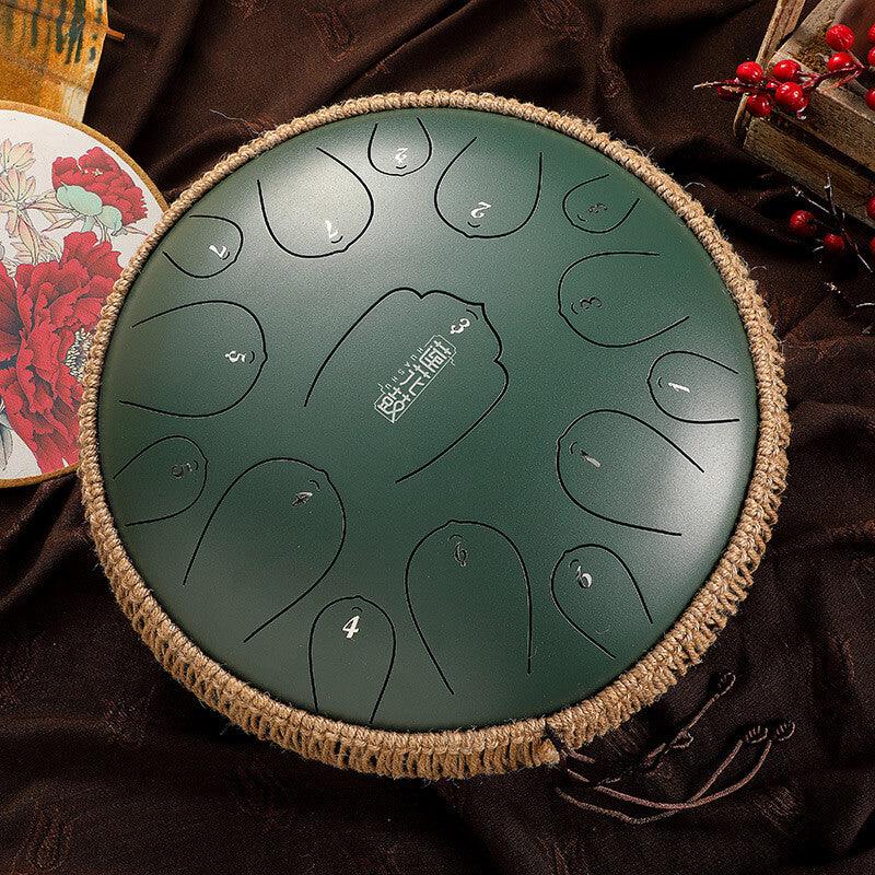 HLURU Huashu Upgrade Lotus Carbon Steel Tongue Drum 13 Inches 15 Notes C Key (D KEY Can Be Customized) - HLURU.SHOP