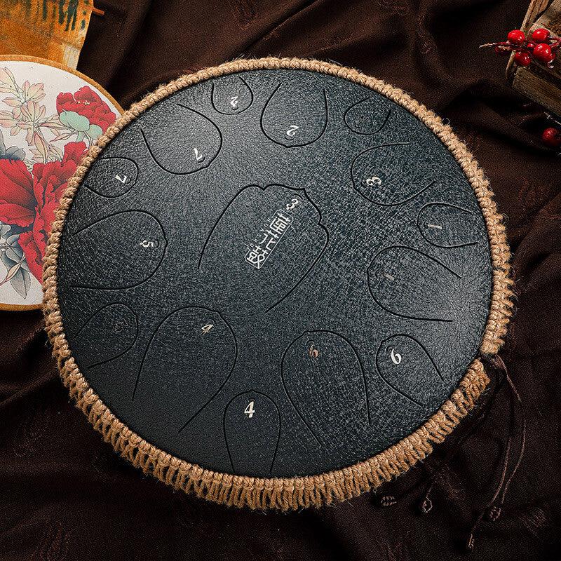 HLURU Huashu Upgrade Lotus Carbon Steel Tongue Drum 13 Inches 15 Notes C Key (D KEY Can Be Customized) - HLURU.SHOP