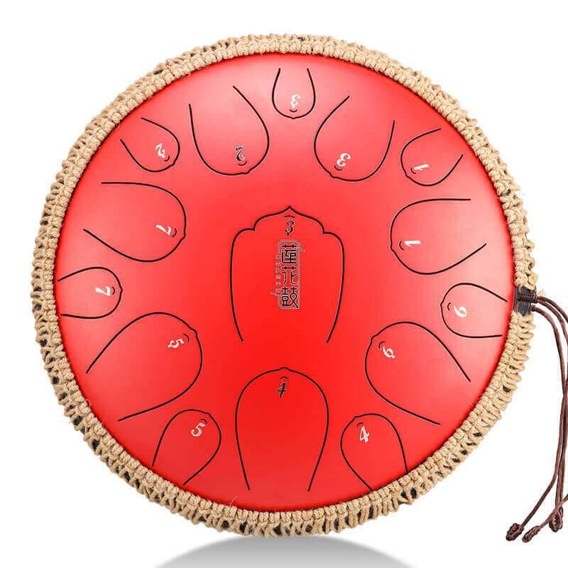 HLURU Huashu Upgrade Lotus Carbon Steel Tongue Drum 13 Inches 15 Notes C Key (D KEY Can Be Customized) - HLURU.SHOP