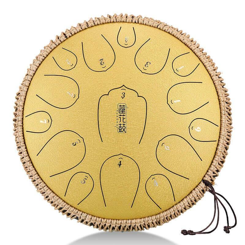 HLURU Huashu Upgrade Lotus Carbon Steel Tongue Drum 13 Inches 15 Notes C Key (D KEY Can Be Customized) - HLURU.SHOP