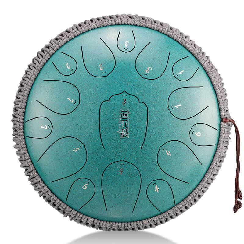 HLURU Huashu Upgrade Lotus Carbon Steel Tongue Drum 13 Inches 15 Notes C Key (D KEY Can Be Customized) - HLURU.SHOP