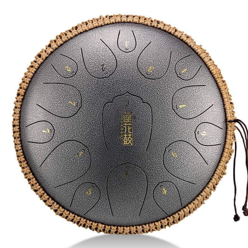 HLURU Huashu Upgrade Lotus Carbon Steel Tongue Drum 13 Inches 15 Notes C Key (D KEY Can Be Customized) - HLURU.SHOP