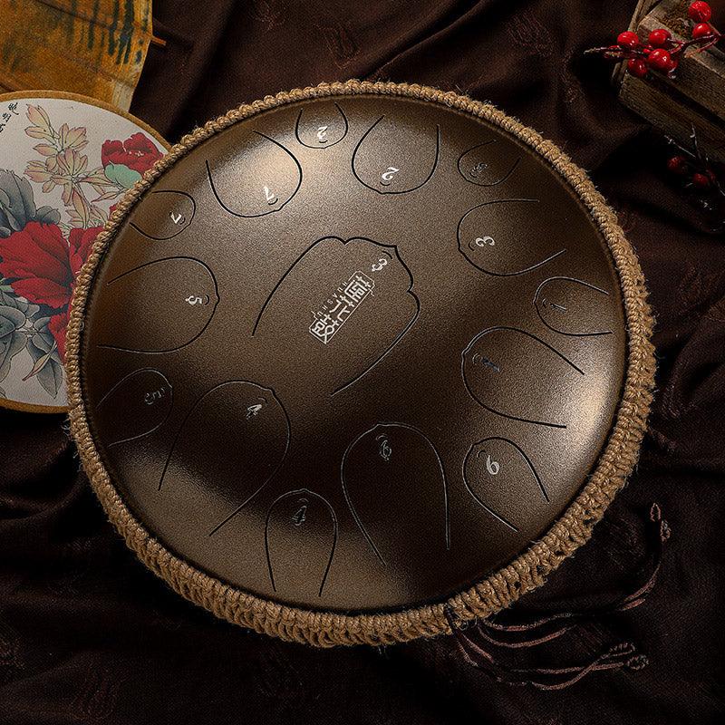 HLURU Huashu Upgrade Lotus Carbon Steel Tongue Drum 13 Inches 15 Notes D Key (C KEY Can Be Customized) - HLURU.SHOP