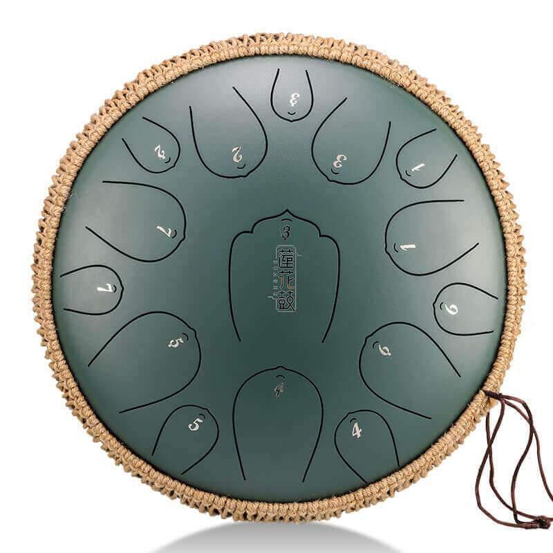 HLURU Huashu Upgrade Lotus Carbon Steel Tongue Drum 14 Inches 15 Notes C Key (D KEY Can Be Customized) - HLURU.SHOP