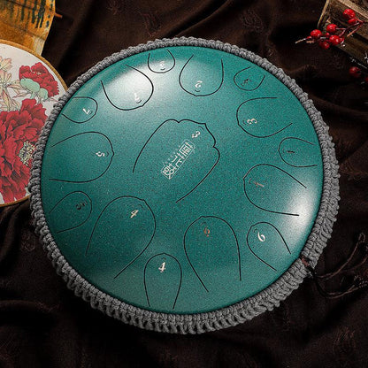 HLURU Huashu Upgrade Lotus Carbon Steel Tongue Drum 14 Inches 15 Notes C Key (D KEY Can Be Customized) - HLURU.SHOP