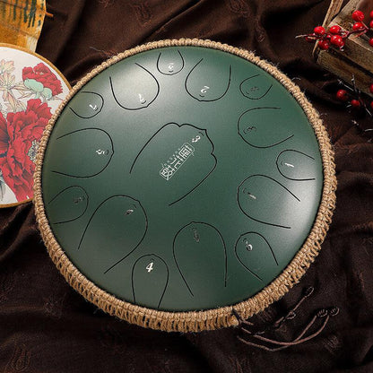 HLURU Huashu Upgrade Lotus Carbon Steel Tongue Drum 14 Inches 15 Notes C Key (D KEY Can Be Customized) - HLURU.SHOP