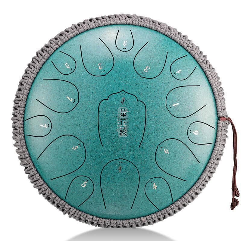 HLURU Huashu Upgrade Lotus Carbon Steel Tongue Drum 14 Inches 15 Notes D Key (C KEY Can Be Customized) - HLURU.SHOP