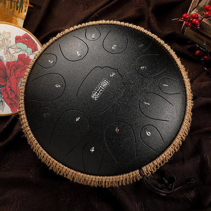 HLURU Huashu Upgrade Lotus Carbon Steel Tongue Drum 14 Inches 15 Notes D Key (C KEY Can Be Customized) - HLURU.SHOP