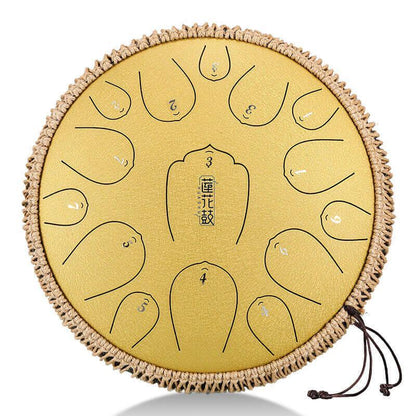 HLURU Huashu Upgrade Lotus Carbon Steel Tongue Drum 14 Inches 15 Notes D Key (C KEY Can Be Customized) - HLURU.SHOP