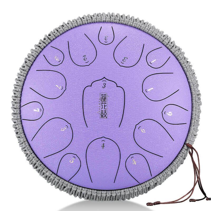 HLURU Huashu Upgrade Lotus Carbon Steel Tongue Drum 14 Inches 15 Notes D Key (C KEY Can Be Customized) - HLURU.SHOP