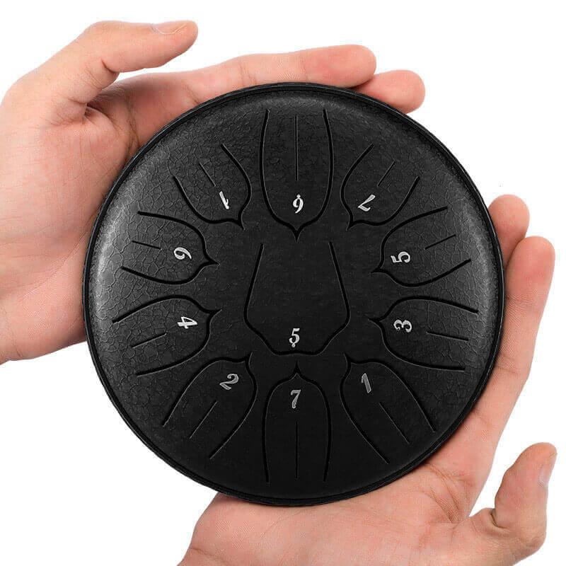 HLURU Huashu Upgrade Lotus/Ginkgo Biloba Carbon Steel Tongue Drum 6'' 11 Tone C/D Key - 6 Inches / 11 Notes - HLURU.SHOP