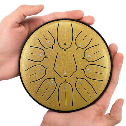 HLURU Huashu Upgrade Lotus/Ginkgo Biloba Carbon Steel Tongue Drum 6'' 11 Tone C/D Key - 6 Inches / 11 Notes - HLURU.SHOP