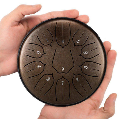 HLURU Huashu Upgrade Lotus/Ginkgo Biloba Carbon Steel Tongue Drum 6'' 11 Tone C/D Key - 6 Inches / 11 Notes - HLURU.SHOP