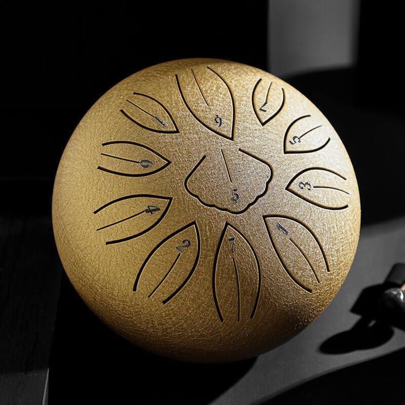 HLURU Huashu Upgrade Lotus/Ginkgo Biloba Carbon Steel Tongue Drum 6'' 11 Tone C/D Key - 6 Inches / 11 Notes - HLURU.SHOP