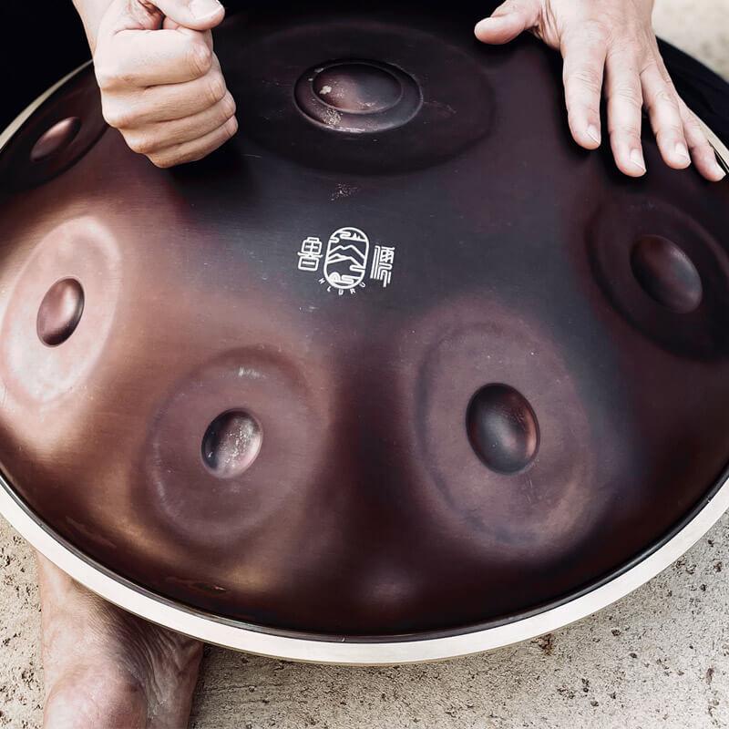 HLURU Level A Upgrade Bronze Kurd Scale D Minor 22 Inch 9/10 Notes 1.2mm Nitride Steel Handpan Drum, Available in 440 Hz, High-end Percussion Instrument - HLURU.SHOP