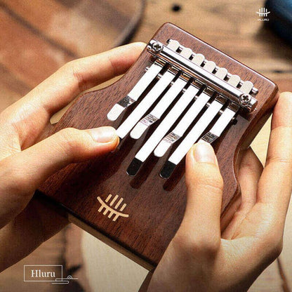 HLURU Mini 7 Key Chord Hollow Thumb Piano Kalimba, American Black Walnut Box Resonace Portable Finger Piano C Tone With a Hole at The Bottom - HLURU.SHOP