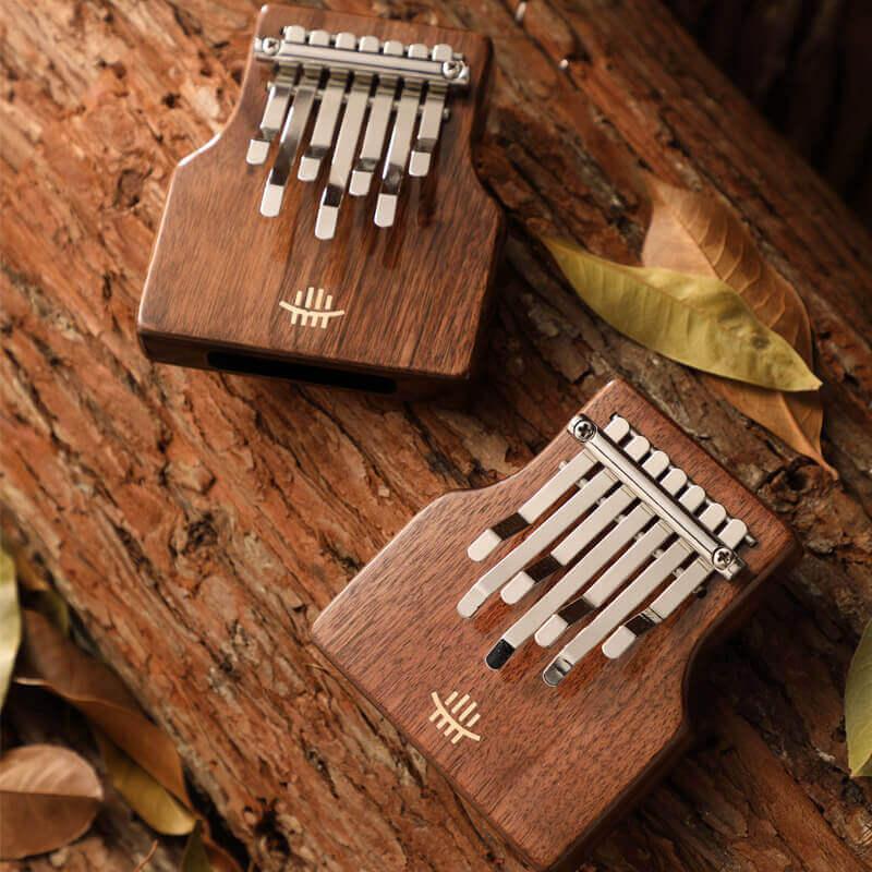 HLURU Mini 7 Key Chord Hollow Thumb Piano Kalimba, American Black Walnut Box Resonace Portable Finger Piano C Tone With a Hole at The Bottom - HLURU.SHOP