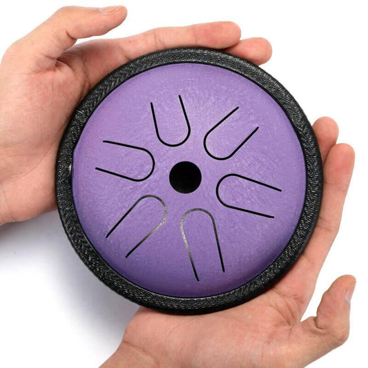 HLURU Mini Copper Disc Steel Tongue Drum 5.5 Inches 6 Notes C5 Tone Japanese Folk Mode 5.5'' 6 Tone C Key Travel Drums - HLURU.SHOP