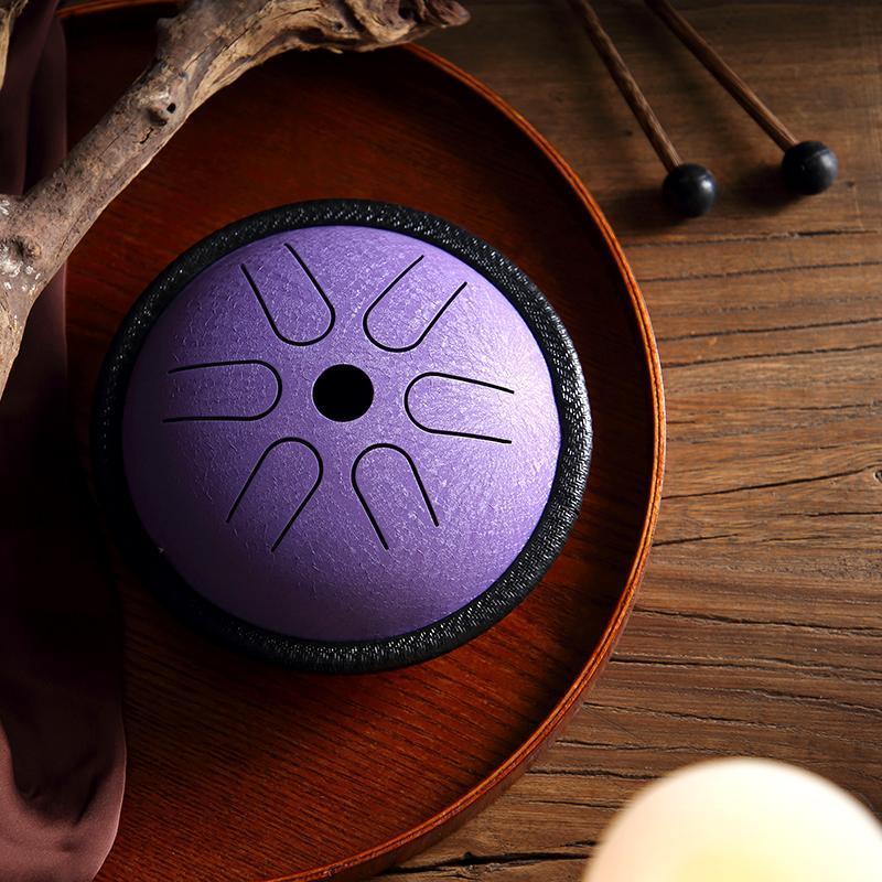 HLURU Mini Copper Disc Steel Tongue Drum 5.5 Inches 6 Notes C5 Tone Japanese Folk Mode 5.5'' 6 Tone C Key Travel Drums - HLURU.SHOP