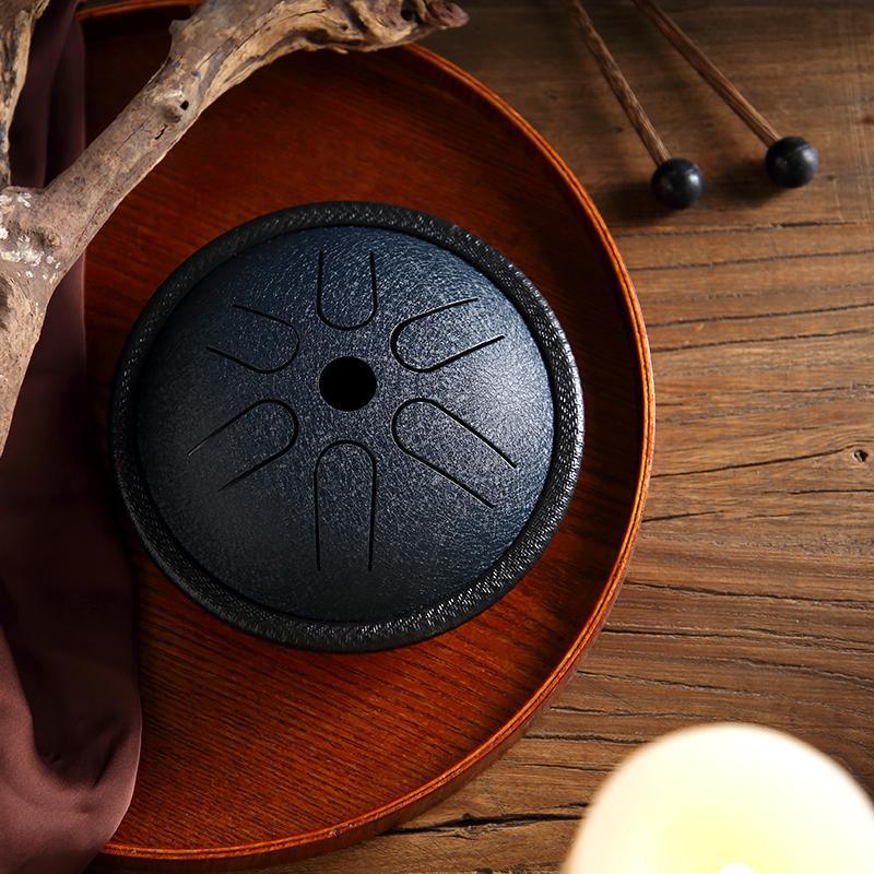 HLURU Mini Copper Disc Steel Tongue Drum 5.5 Inches 6 Notes C5 Tone Japanese Folk Mode 5.5'' 6 Tone C Key Travel Drums - HLURU.SHOP