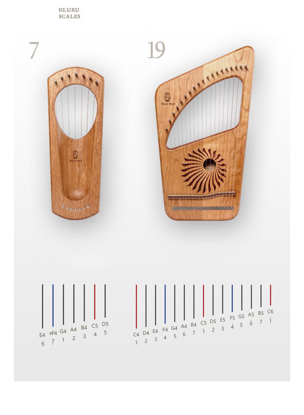 Hluru Mini Lyre Harp 7-string "Light on earth" Instrument Gift for Beginners - HLURU.SHOP