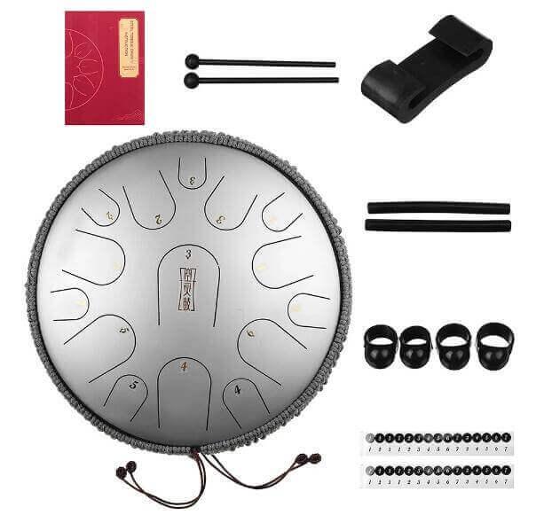 HLURU Pearl Paint Titanium Steel Tongue Drum C Major & D Major 14 Inch 15 Note Percussion Instrument For Yoga Meditation - HLURU.SHOP