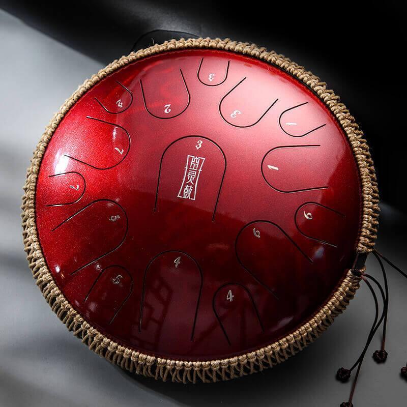 HLURU Pearl Paint Titanium Steel Tongue Drum C Major & D Major 14 Inch 15 Note Percussion Instrument For Yoga Meditation - HLURU.SHOP