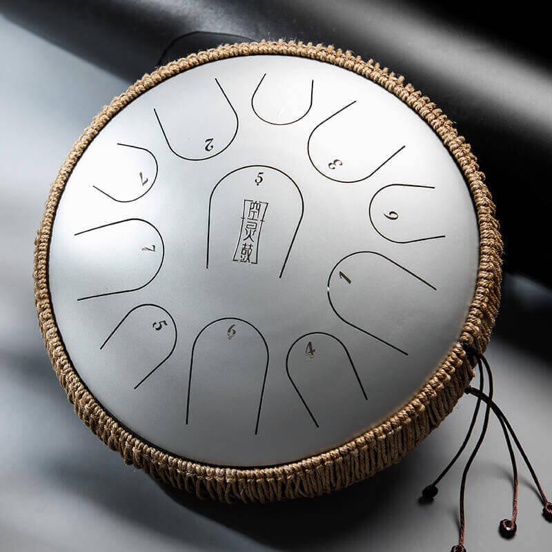 HLURU Pearl Paint Titanium Steel Tongue Drum C Major Tone 14 Inch 11 Note Percussion Instrument For Yoga Meditation - HLURU.SHOP