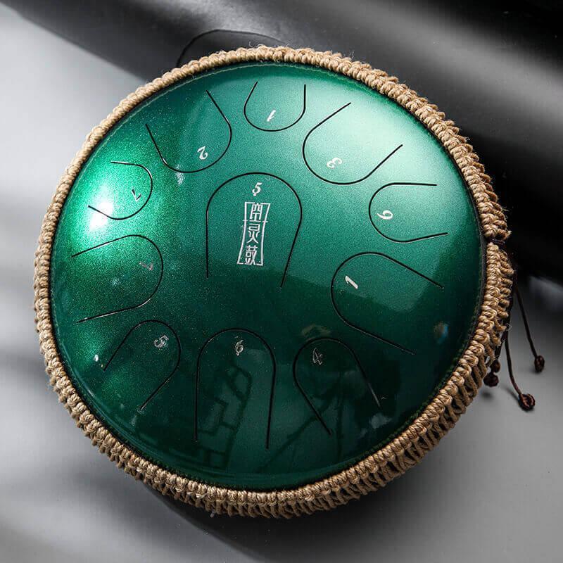 HLURU Pearl Paint Titanium Steel Tongue Drum C Major Tone 14 Inch 11 Note Percussion Instrument For Yoga Meditation - HLURU.SHOP