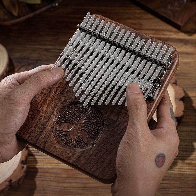 HLURU Tree of Life 34 Keys Double Layer Walnut Kalimba Thumb Piano, B Tone & C Tone Kalimba Instrument - HLURU.SHOP