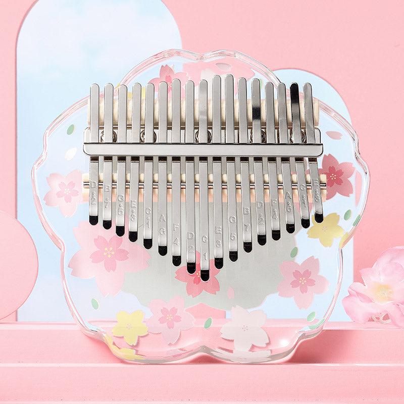 HluruShop Cherry Blossoms Acrylic 17/21 Key Flat Board Kalimba Thumb Piano For Children, Single Board C Tone Kalimba Instrument - HLURU.SHOP