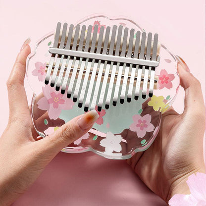 HluruShop Cherry Blossoms Acrylic 17/21 Key Flat Board Kalimba Thumb Piano For Children, Single Board C Tone Kalimba Instrument - HLURU.SHOP