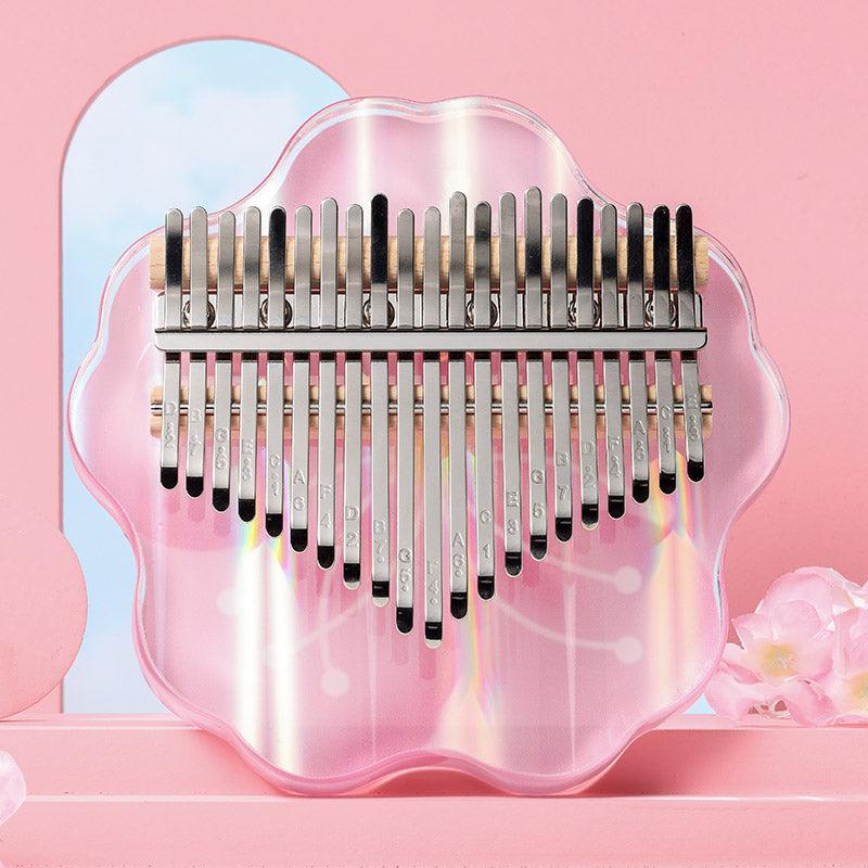 HluruShop Cherry Blossoms Acrylic 17/21 Key Flat Board Kalimba Thumb Piano For Children, Single Board C Tone Kalimba Instrument - HLURU.SHOP