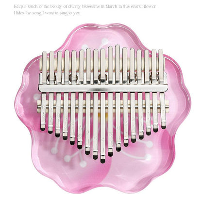 HluruShop Cherry Blossoms Acrylic 17/21 Key Flat Board Kalimba Thumb Piano For Children, Single Board C Tone Kalimba Instrument - HLURU.SHOP