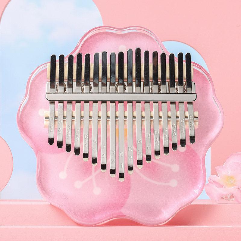 HluruShop Cherry Blossoms Acrylic 17/21 Key Flat Board Kalimba Thumb Piano For Children, Single Board C Tone Kalimba Instrument - HLURU.SHOP