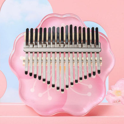 HluruShop Cherry Blossoms Acrylic 17/21 Key Flat Board Kalimba Thumb Piano For Children, Single Board C Tone Kalimba Instrument - HLURU.SHOP