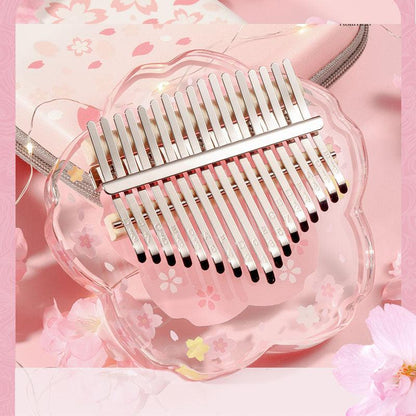 HluruShop Cherry Blossoms Acrylic 17/21 Key Flat Board Kalimba Thumb Piano For Children, Single Board C Tone Kalimba Instrument - HLURU.SHOP