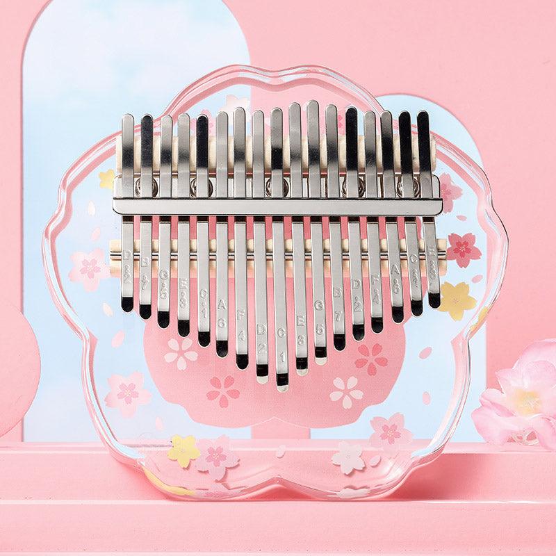 HluruShop Cherry Blossoms Acrylic 17/21 Key Flat Board Kalimba Thumb Piano For Children, Single Board C Tone Kalimba Instrument - HLURU.SHOP