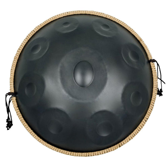 MiSoundofNature DC Handpan Drum Pure Black 22 Inches 9 Notes D Minor Kurd Scale Hangdrum - HLURU.SHOP