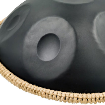 MiSoundofNature DC Handpan Drum Pure Black 22 Inches 9 Notes D Minor Kurd Scale Hangdrum - HLURU.SHOP