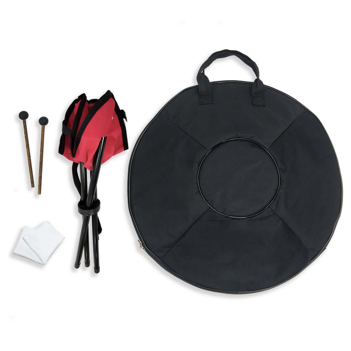 MiSoundofNature DC Handpan Drums Pure Black 22 Inches 9 Notes D Minor Kurd Scale Hangdrum - HLURU.SHOP