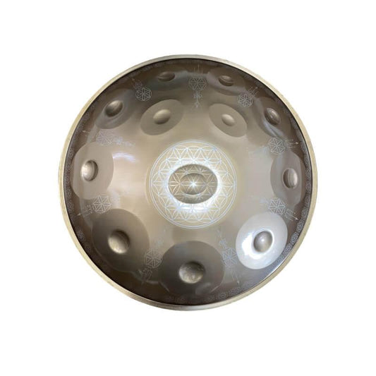 MiSoundofNature Customized Life of Flower Handmade F3 Standard Version 22 Inch 14(12+2) Notes Stainless Steel Handpan Drum, Available in 432 Hz and 440 Hz