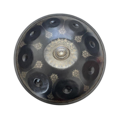 MiSoundofNature Mandala Pattern Handmade Customized Featured F3 Nitride Steel Handpan Drum 22 Inch 9/10/11/12 Notes, Available in 432 Hz and 440 Hz