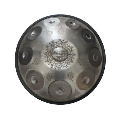 MiSoundofNature Mandala Pattern Handmade Customized Stainless Steel HandPan Drum D Minor Sabye Scale 22 Inch 9/10/12 Notes Featured, Available in 432 Hz and 440 Hz - HLURU.SHOP