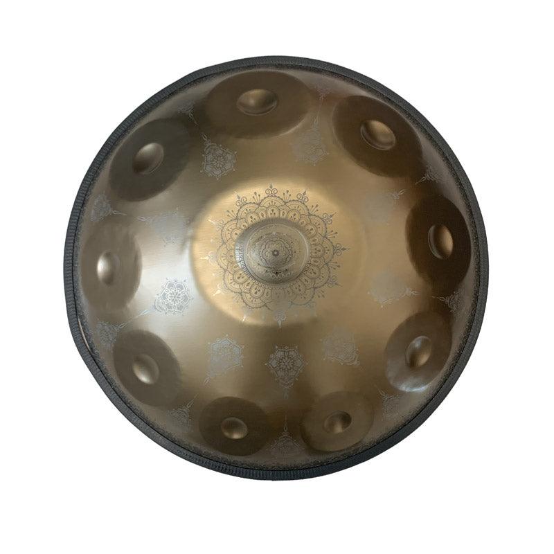 MiSoundofNature Mandala Pattern Handmade Customized Featured F3 Stainless Steel Handpan Drum 22 Inch 9/10/11/12 Notes, Available in 432 Hz and 440 Hz