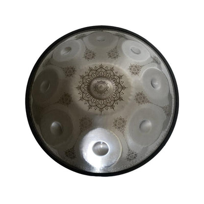 MiSoundofNature Mandala Pattern Handmade Customized Featured F3 Stainless Steel Handpan Drum 22 Inch 9/10/11/12 Notes, Available in 432 Hz and 440 Hz