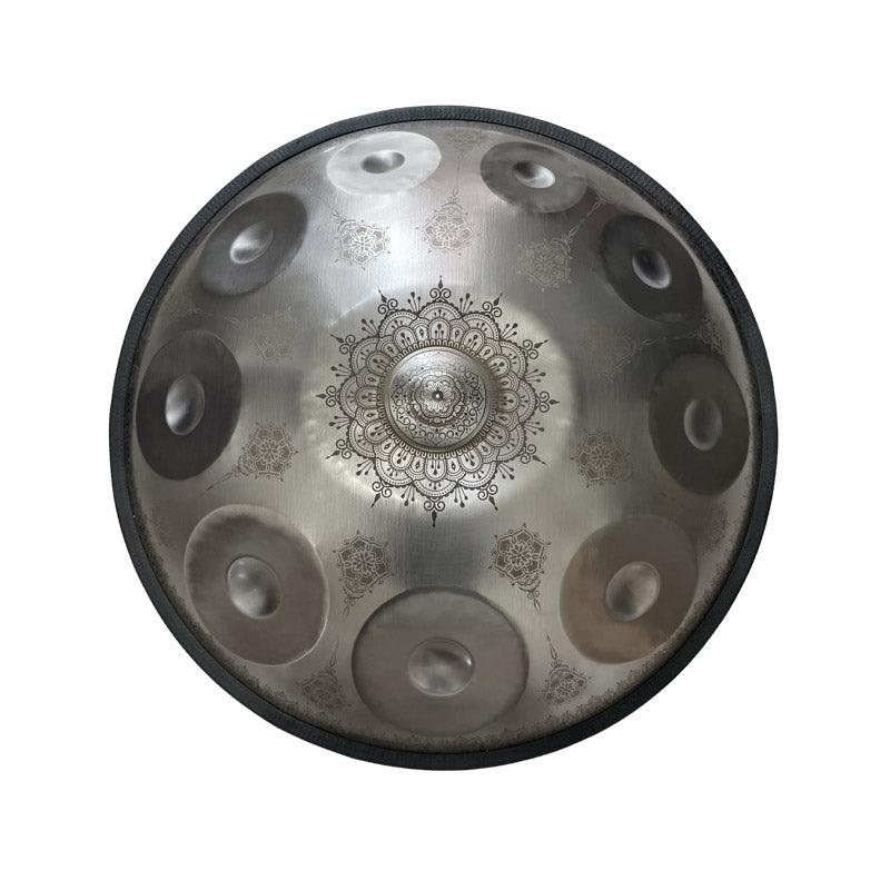 MiSoundofNature Mandala Pattern Handmade Customized Featured F3 Stainless Steel Handpan Drum 22 Inch 9/10/11/12 Notes, Available in 432 Hz and 440 Hz