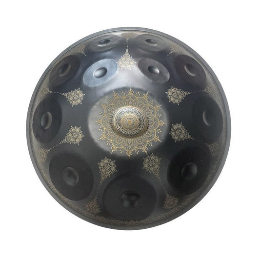 MiSoundofNature Mandala Pattern Nitride Steel Handpan Drum 22 Inch 12 Notes Kurd / Celtic Scale, D Minor / C Major, Available in 432 Hz and 440 Hz - HLURU.SHOP